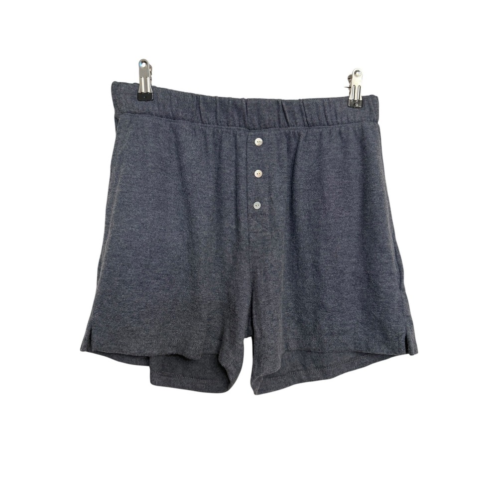 Donni Heathered Charcoal Grey Jersey Lounge Shorts Size Large Button Detail
